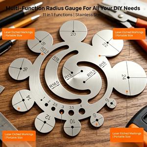 1Pc 11-in-1 아크릴 라디우스 템플릿 자, 목재 가죽 쥬얼리 DIY 공예용 멀티 아크 센터 파인더 도구