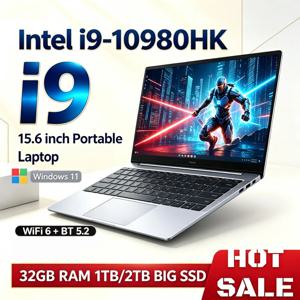 노트북, 인텔 i9-10980HK 프로세서, 2026년형, 15.6인치, 초박형, 휴대용, 16GB/32GB RAM, 윈도우 11, 1/2TB 대용량 SSD.