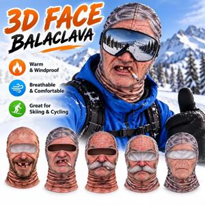 재미있는 3D 얼굴 모양의 발라클라바 모자, 얼굴 전체를 가리는 후드형 발라클라바, 오토바이, 스키, 야외 활동 시 얼굴을 보호하는 따뜻한 발라클라바 모자