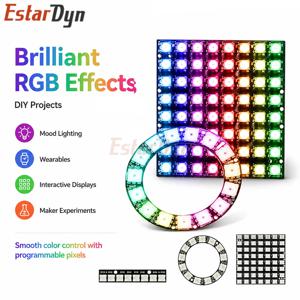 Estardyn WS2812/SK6812 주소 지정 가능 5050 RGB LED 원형 링 모듈 8/12/16/64 LED 내장 드라이버 DIY 조명 프로젝트용