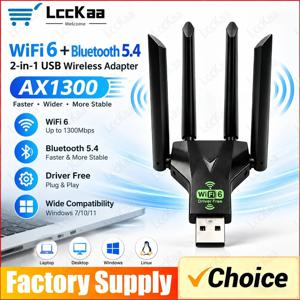 AX1300 Wi-Fi 6, 블루투스 5.4 USB 어댑터, 듀얼 밴드 2.4GHz/5GHz, 1300Mbps 무선 네트워크 카드, PC 및 노트북용 Wi-Fi 동글, 드라이버 불필요