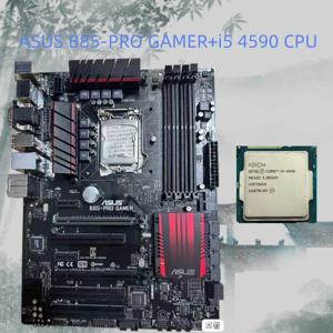 ASUS B85-PRO 게이밍 메인보드, i5 4590 CPU 지원, LGA1150 소켓, DDR3 메모리 지원.