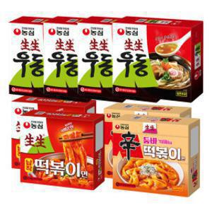 생생우동 봉지 253g(4봉) 1개 + 생생 납작 떡볶이면 258g 2개 + 생생 신툼바 떡볶이면 252g 2개