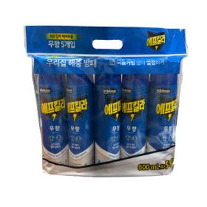 에프킬라 에어졸 수성 무향 600ml x 5 벌레 모기 퇴치제 대용량 에프킬라 수성에어로졸 스프레이 무향