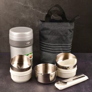 코스모스 국산 스텐 알찬큰도시락 WJ-811 보온 도시락통 가방 수능 일체형 런치박스