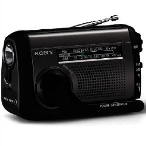 소니 휴대용 라디오 태양광 수동 충전 FM AM LED 라이트 블랙 ICF-B300