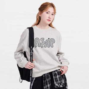 [에꼴리에] 여자 가을이월 체크프린트맨투맨티(26A1456)
