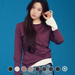 [백화점][지오다노] 여성 가을 간절기 라운드넥 솔리드 무지 면 문가영 긴팔 티셔츠 326903