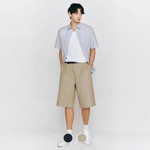 매장정품 지오다노 GIORDANO 여자반바지 커플반바지 남성 여름 루즈핏 코튼 면 플리츠 버뮤다 숏 팬츠 반바지 105522 01105522 LE1219368385