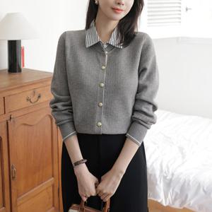 [클릭앤퍼니] 샘비스코스 카라배색가디건