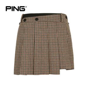 [PING] 여성 체크 플리츠 언발란스 큐롯 스커트