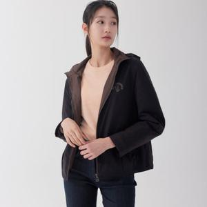 [지센] (2컬러) 탈착후드 배색 크롭 점퍼 LCJPOA21