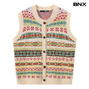 택가 79,000원 [BNX] 페어아일 패턴 버튼업 니트 베스트 (BY4VT002L0)