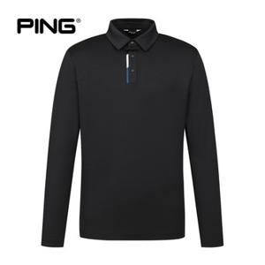 [PING] 남성 단작 배색 카라 긴팔 티셔츠