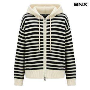 [BNX] 스트라이프 후드 투웨이 집업 니트 가디건 (BY3CD023L0)