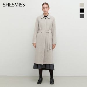 [쉬즈미스] [택가 508,000원] 히든 버튼 울 혼방 카라 롱 코트_SWHCTP41010