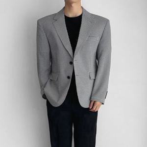 뉴메이드 / 여름 린넨 잔체크 블레이저 자켓 정장 마이 / 빅사이