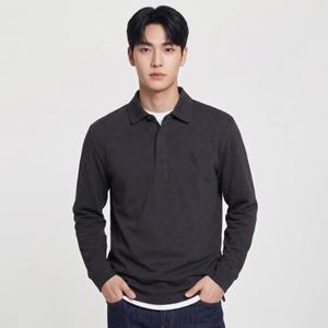 [GS단독] 헤지스 남성 26FW GS단독 차콜그레이 로고자수 긴팔카라티셔츠 HZTS6D895CG