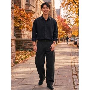 예일 카고 포켓 치노 팬츠 블랙 YD07PT8003BK