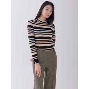지센 스트라이프 풀 터틀 니트 풀오버 LCKTOA21