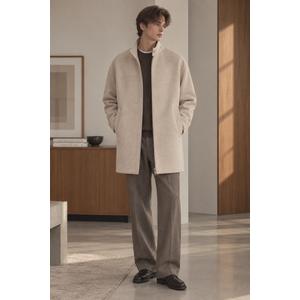 질스튜어트뉴욕 맨 라이트베이지 하이넥 집업 하프 코트 JNCO3D309I1