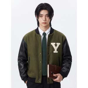 예일 Y 심볼 버튼 바시티 자켓 카키 YD05JK7011KH