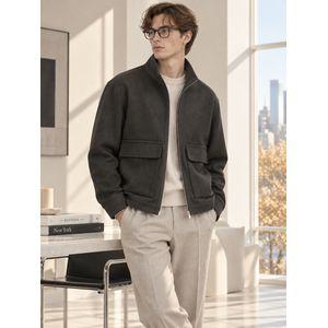질스튜어트뉴욕 맨 그레이 캐시미어 블렌드 핸드메이드 아미 점퍼 JNJU4D002G2