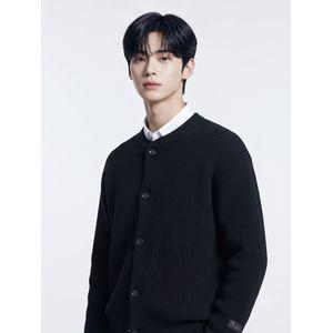 예일 엠브로이더리 댄 코지 라운드 가디건 블랙 YEW1KC301ABK