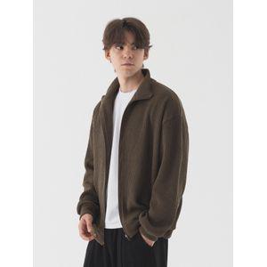 피아네르 컴포터블 오버핏 풀집업 니트 (브라운)