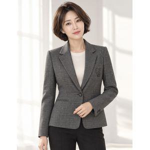 크로커다일레이디 체크 블레이저 여성 원버튼 자켓 CLDFJK103