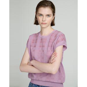 닥스레이디스 25FW [LF핑크 체크 자카드 면혼방 캡소매 스웨터 DLSW5C703P2