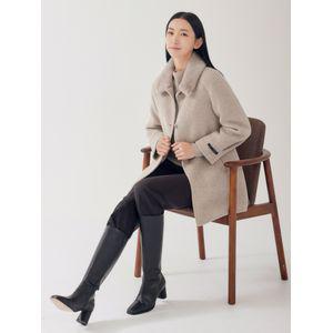 [지센] (2컬러) 핸드메이드 밍크카라 울블렌디드 반코트 LFLCOA02