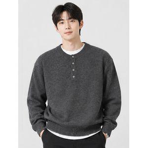 디바옴므 헨리넥 울 니트 티셔츠 세미크롭 머슬핏 정장 스웨터 남자 남성