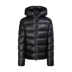 헤지스골프 26FW 블랙 남성 후드 경량 구스다운 패딩 점퍼 HUJU6D715BK