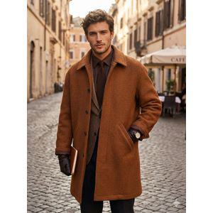 알레그리 브라운 Curly Boucle 오버핏 하프 코트 ARCO3D501W3