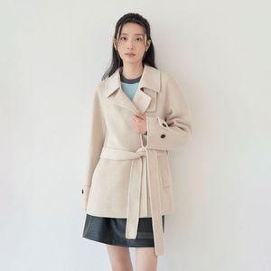 JJ지고트 울 캐시미어 블렌드 핸드메이드 벨티드 하프 코트 GSAM0CT921