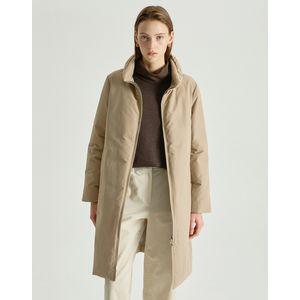 닥스레이디스 25FW [구스다운]라이트베이지 카라 배색 논퀼팅 롱 경량다운 점퍼 DLJU5D017I1