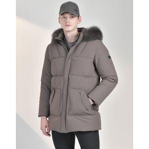 닥스골프 남성 그레이 후드 FUR 탈부착 중기장 점퍼 DGJU4D815G2