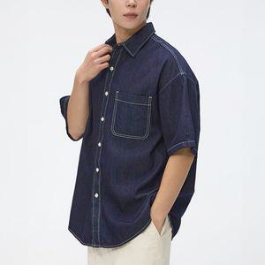 스파오 데님 오버핏 반팔 셔츠 (SPYJF24C01-O)