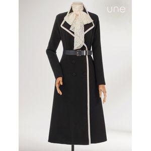 UNE[윈] [벨트SET] 배색브레이드 롱플레어코트