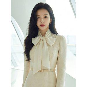 지고트 시스루 배색 플레어 롱 원피스 JRCA0OP923