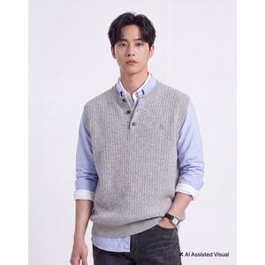 헤지스 26FW 그레이 헨리넥 니트 베스트 HZSW6D361G1