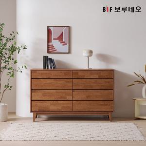 보루네오하우스 앳홈 몽베르 러버우드 원목 4단 1200 와이드 서랍장(핸드리스)