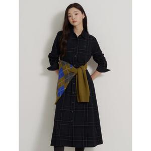 (빈폴레이디스) 코듀로이 타탄 체크 셔츠 원피스  그린 BF6971C22M