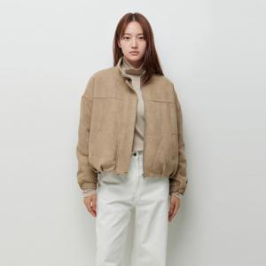 [본사 공식] [PRE-SALE] 인조 퍼 하이넥 스웨이드 레더 자켓_SALEE3661ED