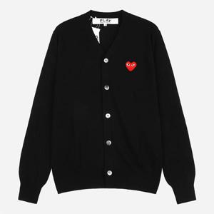 [꼼데가르송]6S AX N008 051 1 레드 하트 니트 브이넥 가디건 블랙