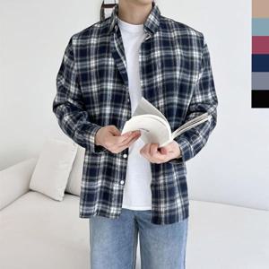 [하프클럽/옷자락]미니멀 남자 캐주얼 오버핏 체크 꾸안꾸 봄코디 셔츠 옷