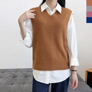 [샵앤][샵앤] 여성 국산 레이어드 브이 니트 조끼 WDM-WVS-2LUPP1017