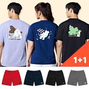 1+1 패기앤코 남성 여성 반팔 티셔츠 반바지 2벌 세트