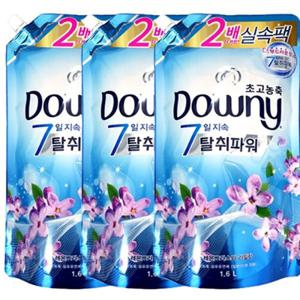 다우니 초고농축 섬유유연제 1.6L(드럼/일반겸용) 탈취파워 /레몬그라스와 라일락 리필x3개